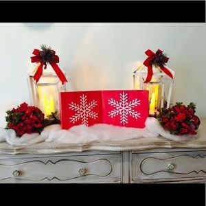 Snowflake Wood Christmas Sign Set